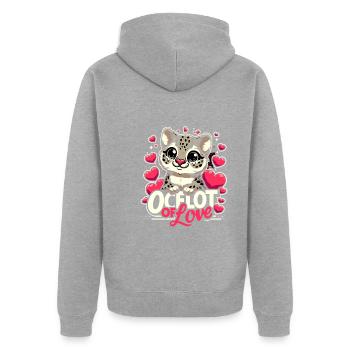 Ozelot Wild Cat Exotic Pets Jungle Big Cat - Unisex Premium Bio Zip Hoodie - Grau meliert - Hinten - Nico (187cm)