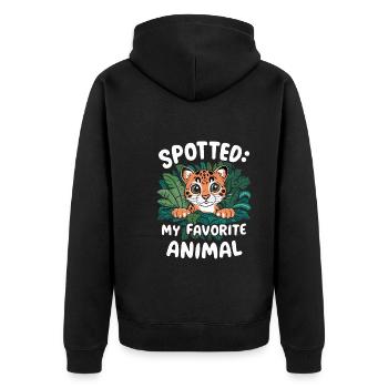 Ozelot Wild Cat Exotic Pets Jungle Big Cat - Unisex Premium Bio Zip Hoodie - Schwarz - Hinten - Nico (187cm)