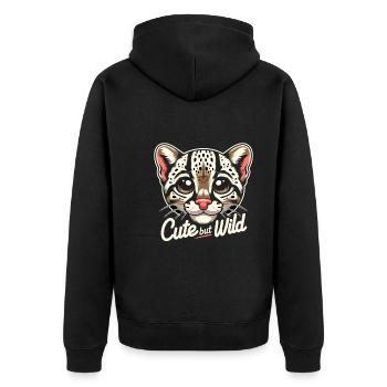 Ozelot Wild Cat Exotic Pets Jungle Big Cat - Unisex Premium Bio Zip Hoodie - Schwarz - Hinten - Nico (187cm)