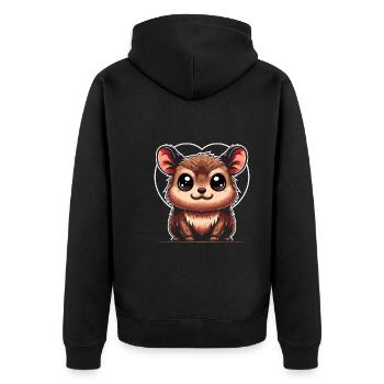 Cute Pudu Deer South America Cartoon Deer - Unisex Premium Organic Zip Hoodie - black - Back - Nico (187cm)
