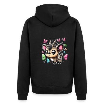 Niedlicher Pudu-hirsch Südamerika Cartoon-hirsch - Unisex Premium Bio Zip Hoodie - Schwarz - Hinten - Nico (187cm)