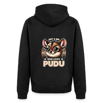 Niedlicher Pudu-hirsch Südamerika Cartoon-hirsch - Unisex Premium Bio Zip Hoodie - Schwarz - Hinten - Nico (187cm)