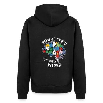 Tourette-syndrom-bewusstsein Neurodiverse - Unisex Premium Bio Zip Hoodie - Schwarz - Hinten - Nico (187cm)