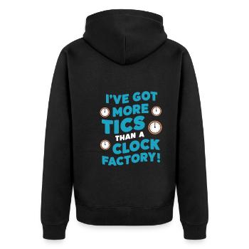 Tourette-syndrom-bewusstsein Neurodiverse - Unisex Premium Bio Zip Hoodie - Schwarz - Hinten - Nico (187cm)