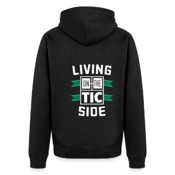 Tourette-syndrom-bewusstsein Neurodiverse - Unisex Premium Bio Zip Hoodie - Schwarz - Hinten - Nico (187cm)