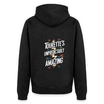 Tourette-syndrom-bewusstsein Neurodiverse - Unisex Premium Bio Zip Hoodie - Schwarz - Hinten - Nico (187cm)
