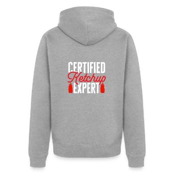 Ketchup Tomatenketchup - Unisex Premium Bio Zip Hoodie - Grau meliert - Hinten - Nico (187cm)