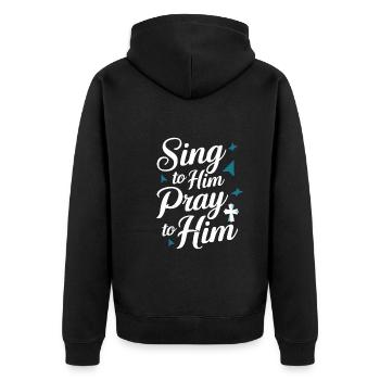 Chormusik Religiöser Gesang Glaubensbasierte Musik - Unisex Premium Bio Zip Hoodie - Schwarz - Hinten - Nico (187cm)