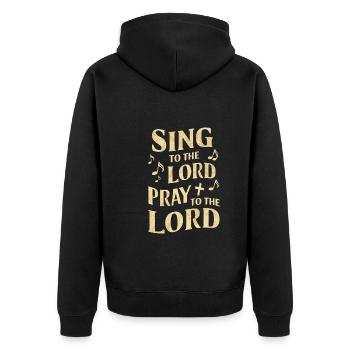 Chormusik Religiöser Gesang Glaubensbasierte Musik - Unisex Premium Bio Zip Hoodie - Schwarz - Hinten - Nico (187cm)