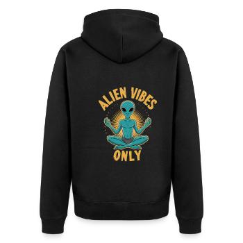 meditation, mindfulness, relaxation and - Unisex Premium Organic Zip Hoodie - black - Back - Nico (187cm)