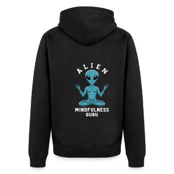 meditation, mindfulness, relaxation and - Unisex Premium Organic Zip Hoodie - black - Back - Nico (187cm)