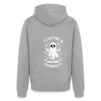 Geistermonster-meditation, Achtsamkeit, - Unisex Premium Bio Zip Hoodie - Grau meliert - Hinten - Nico (187cm)