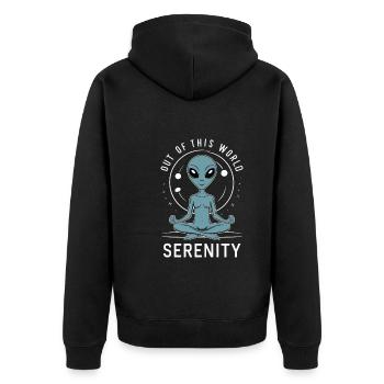 meditation, mindfulness, relaxation and - Unisex Premium Organic Zip Hoodie - black - Back - Nico (187cm)