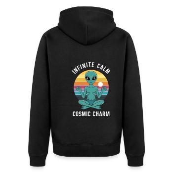 meditation, mindfulness, relaxation and - Unisex Premium Organic Zip Hoodie - black - Back - Nico (187cm)