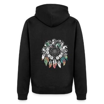 Dream Catcher Bohemian Spiritual Dreamcatcher - Unisex Premium Bio Zip Hoodie - Schwarz - Hinten - Nico (187cm)