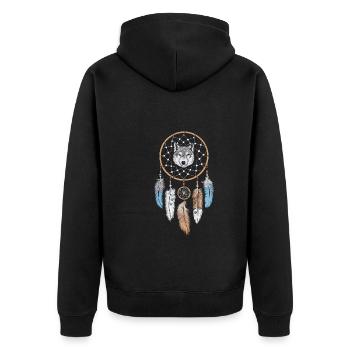 Dream Catcher Bohemian Spiritual Dreamcatcher - Unisex Premium Bio Zip Hoodie - Schwarz - Hinten - Nico (187cm)