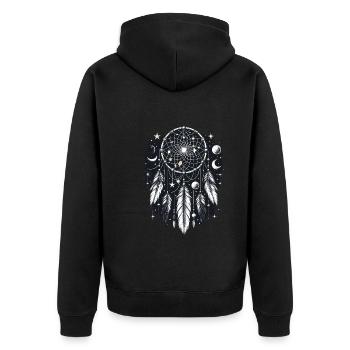 Dream Catcher Bohemian Spiritual Dreamcatcher - Unisex Premium Bio Zip Hoodie - Schwarz - Hinten - Nico (187cm)