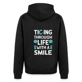 Tourette-syndrom-bewusstsein Neurodiverse - Unisex Premium Bio Zip Hoodie - Schwarz - Hinten - Nico (187cm)