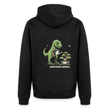 Bonsai Master T-Rex Dinosaur Gardening for - Unisex Premium Organic Zip Hoodie - black - Back - Nico (187cm)