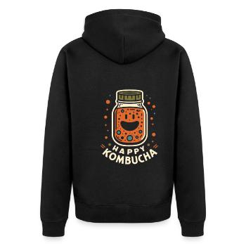 Vorteile Von Kombucha Für Brewer Maker Tea Lover - Unisex Premium Bio Zip Hoodie - Schwarz - Hinten - Nico (187cm)