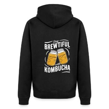 Vorteile Von Kombucha Für Brewer Maker Tea Lover - Unisex Premium Bio Zip Hoodie - Schwarz - Hinten - Nico (187cm)