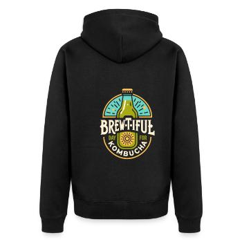 Vorteile Von Kombucha Für Brewer Maker Tea Lover - Unisex Premium Bio Zip Hoodie - Schwarz - Hinten - Nico (187cm)