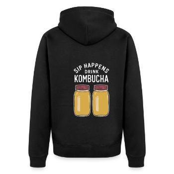 Benefits of Kombucha for Brewer Maker Tea Lover - Unisex Premium Organic Zip Hoodie - black - Back - Nico (187cm)