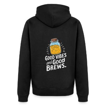 Vorteile Von Kombucha Für Brewer Maker Tea Lover - Unisex Premium Bio Zip Hoodie - Schwarz - Hinten - Nico (187cm)