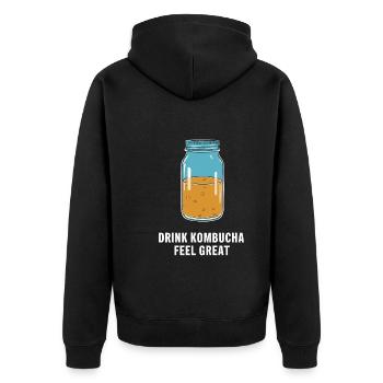 Vorteile Von Kombucha Für Brewer Maker Tea Lover - Unisex Premium Bio Zip Hoodie - Schwarz - Hinten - Nico (187cm)
