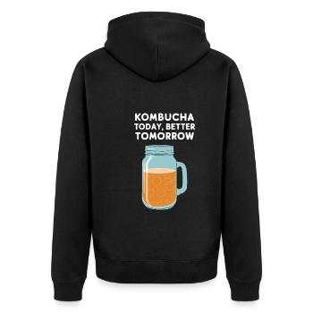 Vorteile Von Kombucha Für Brewer Maker Tea Lover - Unisex Premium Bio Zip Hoodie - Schwarz - Hinten - Nico (187cm)
