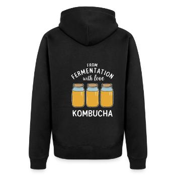 Vorteile Von Kombucha Für Brewer Maker Tea Lover - Unisex Premium Bio Zip Hoodie - Schwarz - Hinten - Nico (187cm)