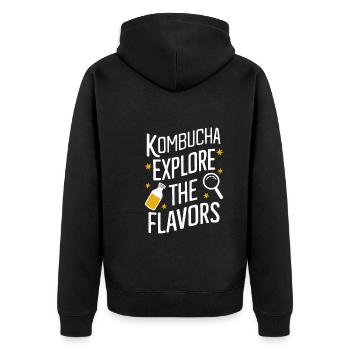 Vorteile Von Kombucha Für Brewer Maker Tea Lover - Unisex Premium Bio Zip Hoodie - Schwarz - Hinten - Nico (187cm)