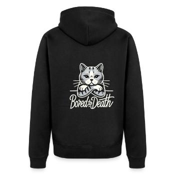 Emo Cat Design Für Gothische Katzenliebhaber Und - Unisex Premium Bio Zip Hoodie - Schwarz - Hinten - Nico (187cm)