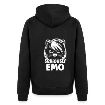 Emo Cat Design Für Gothische Katzenliebhaber Und - Unisex Premium Bio Zip Hoodie - Schwarz - Hinten - Nico (187cm)