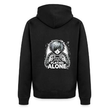 Gaming Emo Retro Games Pixel Art Goth Aesthetic - Unisex Premium Bio Zip Hoodie - Schwarz - Hinten - Nico (187cm)
