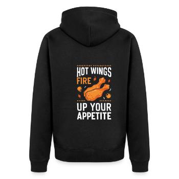 Ailes de poulet chaudes Ailes de poulet épicées Ailes de buffle - Veste à capuche bio Premium Unisexe - noir - Dos - Nico (187cm)