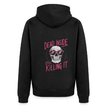 Emo Revival und Alternative Mode für Szene Kids - Unisex Premium Bio Zip Hoodie - Schwarz - Hinten - Nico (187cm)