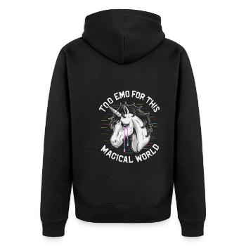 Revival emo et mode alternative pour Scene Kids - Veste à capuche bio Premium Unisexe - noir - Dos - Nico (187cm)