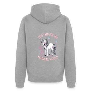 Revival emo et mode alternative pour Scene Kids - Veste à capuche bio Premium Unisexe - gris chiné - Dos - Nico (187cm)