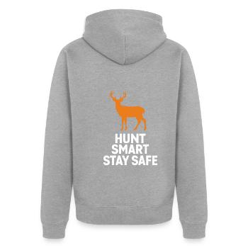Erlebe Die Spannung Der Hirschjagd Im Wald Mit - Unisex Premium Bio Zip Hoodie - Grau meliert - Hinten - Nico (187cm)