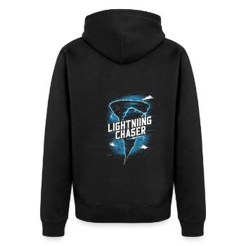 Erlebe Die Faszinierende Welt Des Tornadojagens - Unisex Premium Bio Zip Hoodie - Schwarz - Hinten - Nico (187cm)