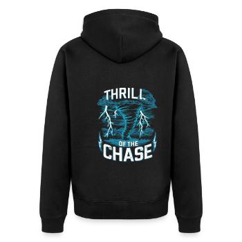 Erlebe Die Faszinierende Welt Des Tornadojagens - Unisex Premium Bio Zip Hoodie - Schwarz - Hinten - Nico (187cm)