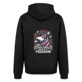 Patriotisme magique Licorne américaine États-Unis - Veste à capuche bio Premium Unisexe - noir - Dos - Nico (187cm)