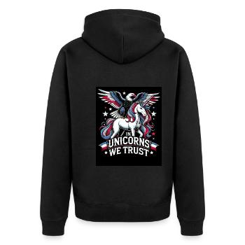 Patriotisme magique Licorne américaine États-Unis - Veste à capuche bio Premium Unisexe - noir - Dos - Nico (187cm)