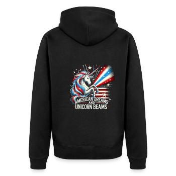 Patriotisme magique Licorne américaine États-Unis - Veste à capuche bio Premium Unisexe - noir - Dos - Nico (187cm)