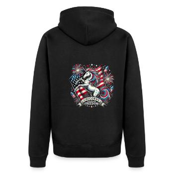 Patriotisme magique Licorne américaine États-Unis - Veste à capuche bio Premium Unisexe - noir - Dos - Nico (187cm)