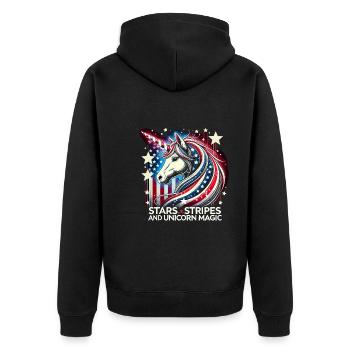 Patriotisme magique Licorne américaine États-Unis - Veste à capuche bio Premium Unisexe - noir - Dos - Nico (187cm)