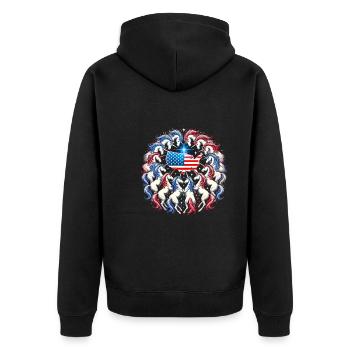 Patriotisme magique Licorne américaine États-Unis - Veste à capuche bio Premium Unisexe - noir - Dos - Nico (187cm)