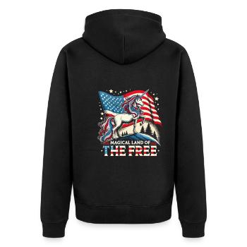 Patriotisme magique Licorne américaine États-Unis - Veste à capuche bio Premium Unisexe - noir - Dos - Nico (187cm)