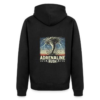 Erlebe Die Faszinierende Welt Des Tornadojagens - Unisex Premium Bio Zip Hoodie - Schwarz - Hinten - Nico (187cm)